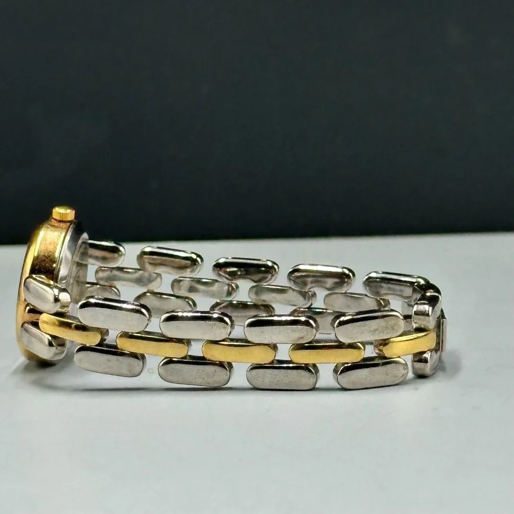 Gruen Watch Women Silver Gold Two Tone 20MM Round Dial New Battery 6.25